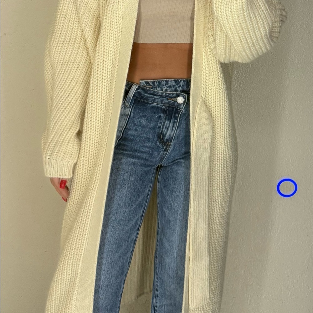 Zara Ivory Long Knit Cardigan